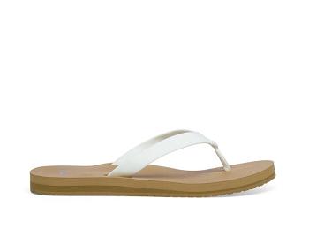 Sanuk Ashland St Vegan Women's Flip Flops White / Brown | Canada 185PJJ